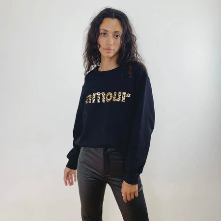 Sweat Amour léopard noir